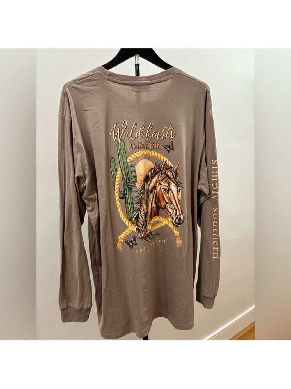 610. NWT Simply Southern Tan “Wild Hearts Can’t Be Broken” Long Sleeve Shirt